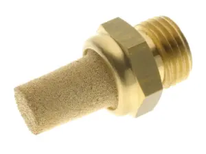 Filtro in ottone con rete, utilizzato in applicazioni industriali.